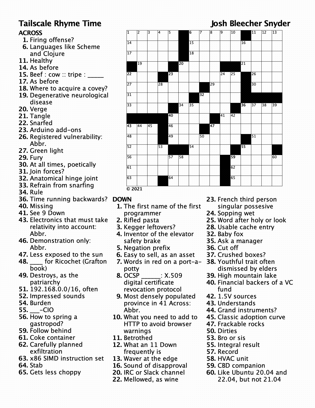 Tailscale December 2021 crossword