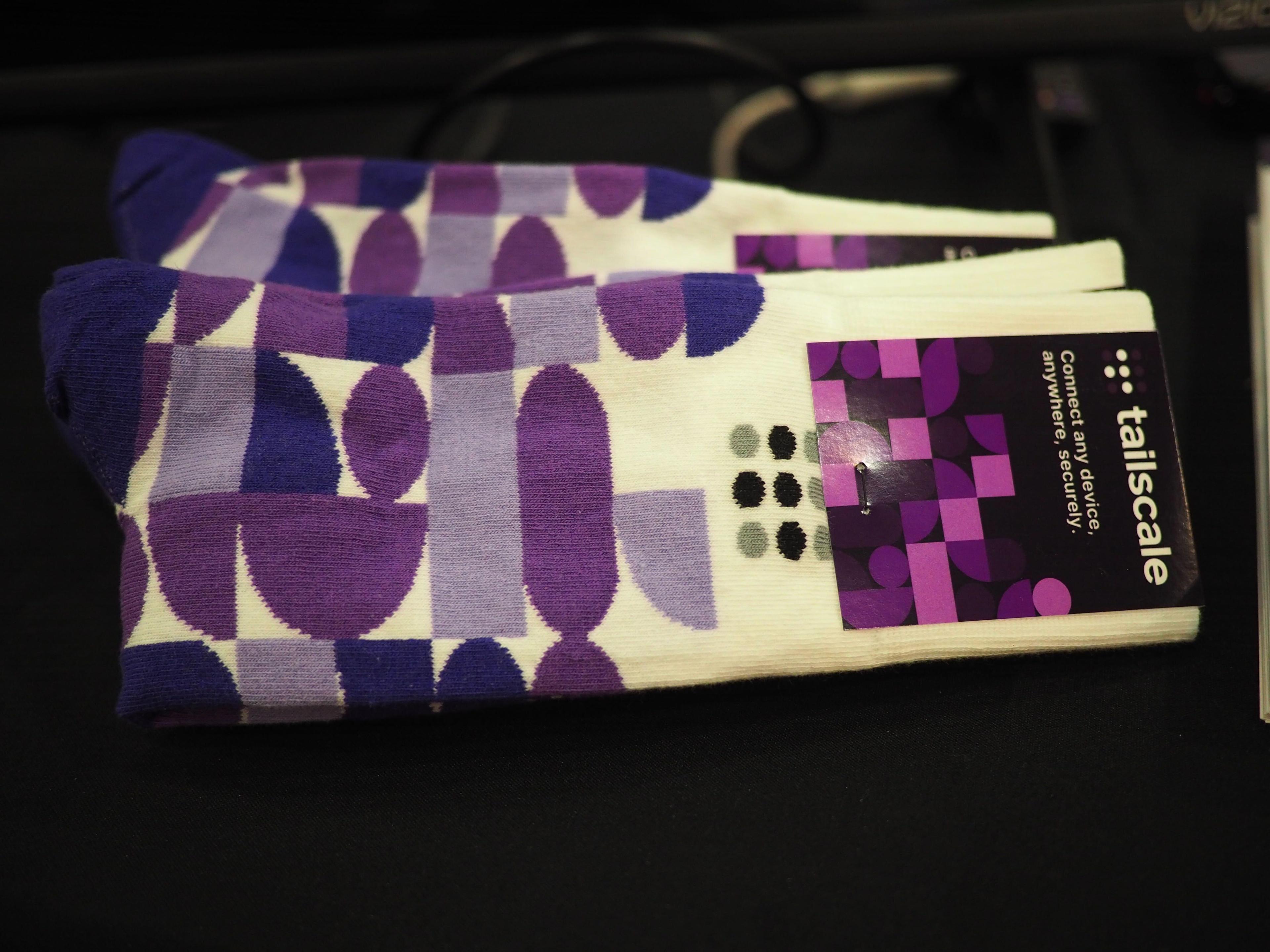A stack of Tailscale branded socks