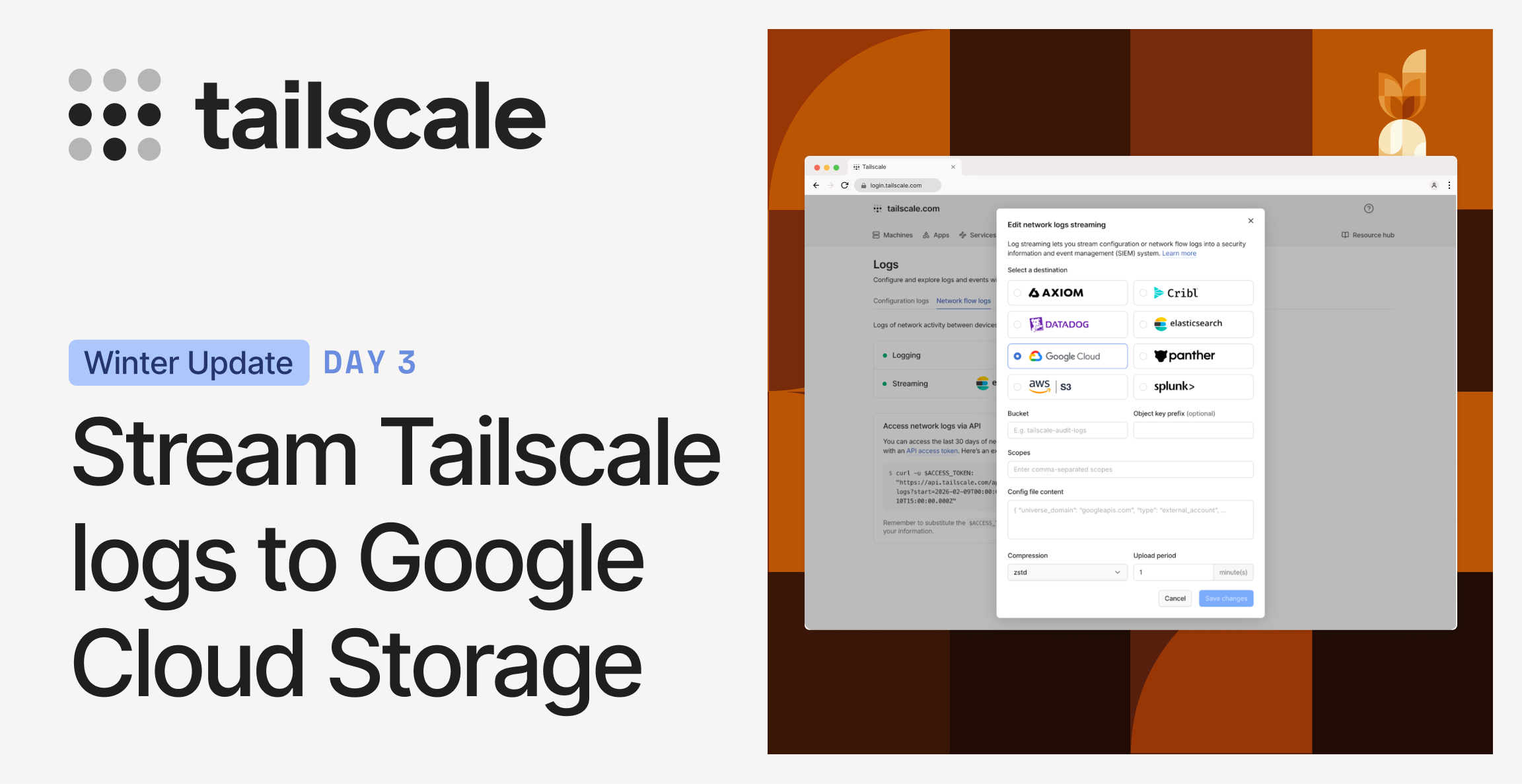 Stream Tailscale logs to Google Cloud Storage