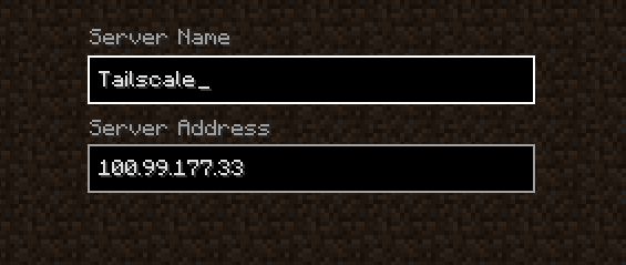 The Minecraft server connection UI