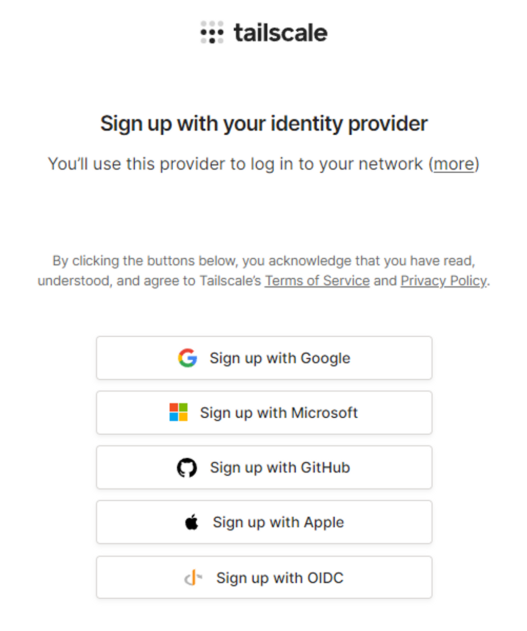 Tailscale account sign-up