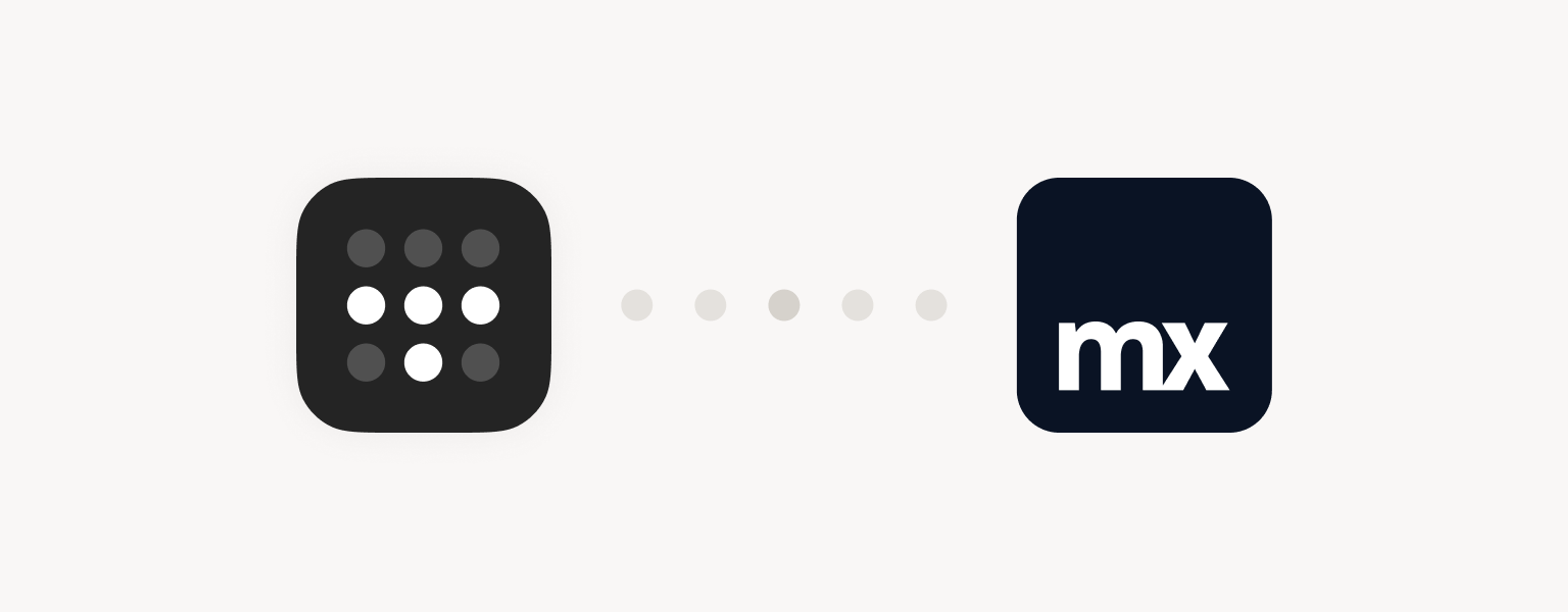 Beige/gray background, with logos for Tailscale, on the left, and Mendix, on the right, connected by five light gray dots in the middle.