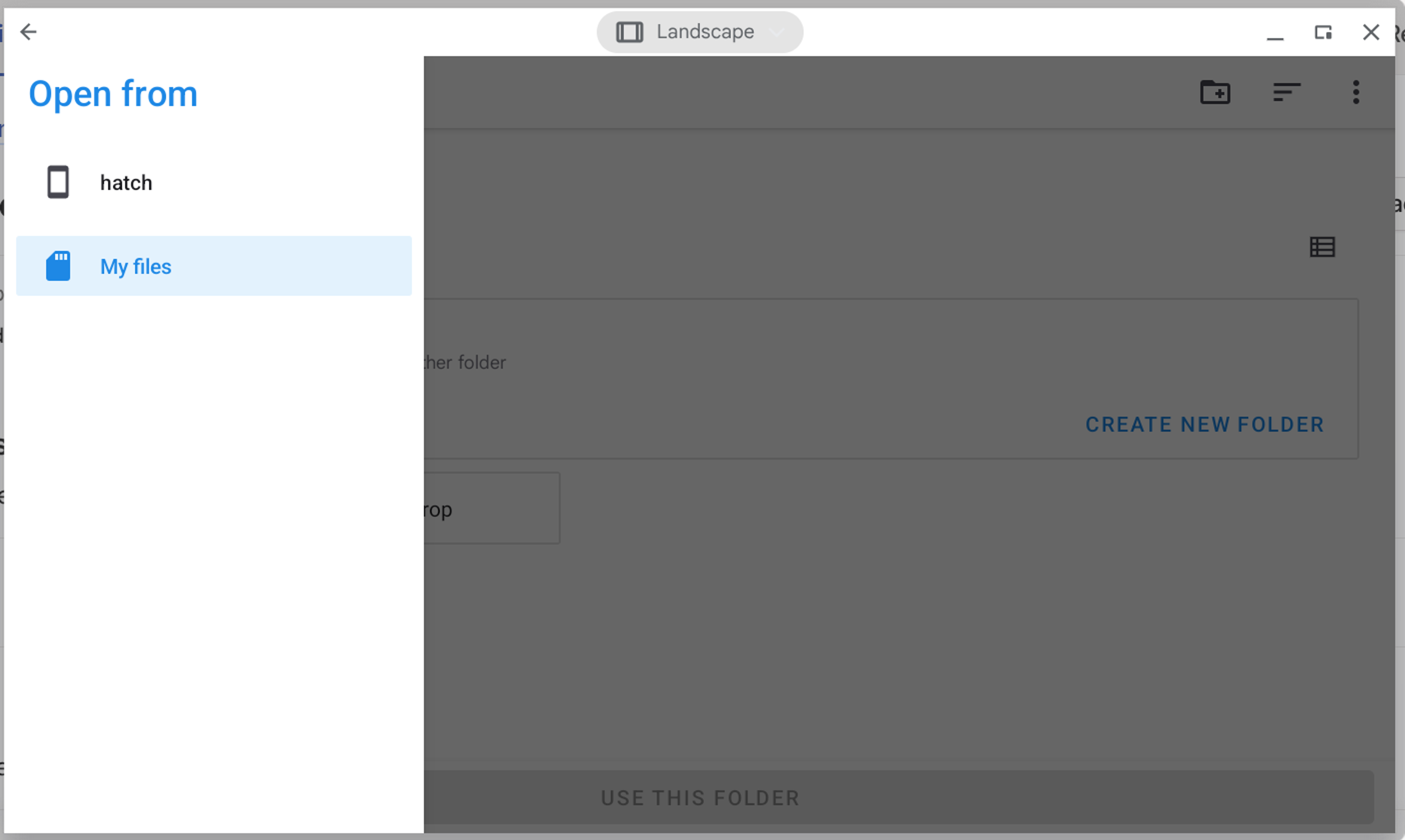 The Tailscale Android app, asking the user where they want to store files received by Taildrop.