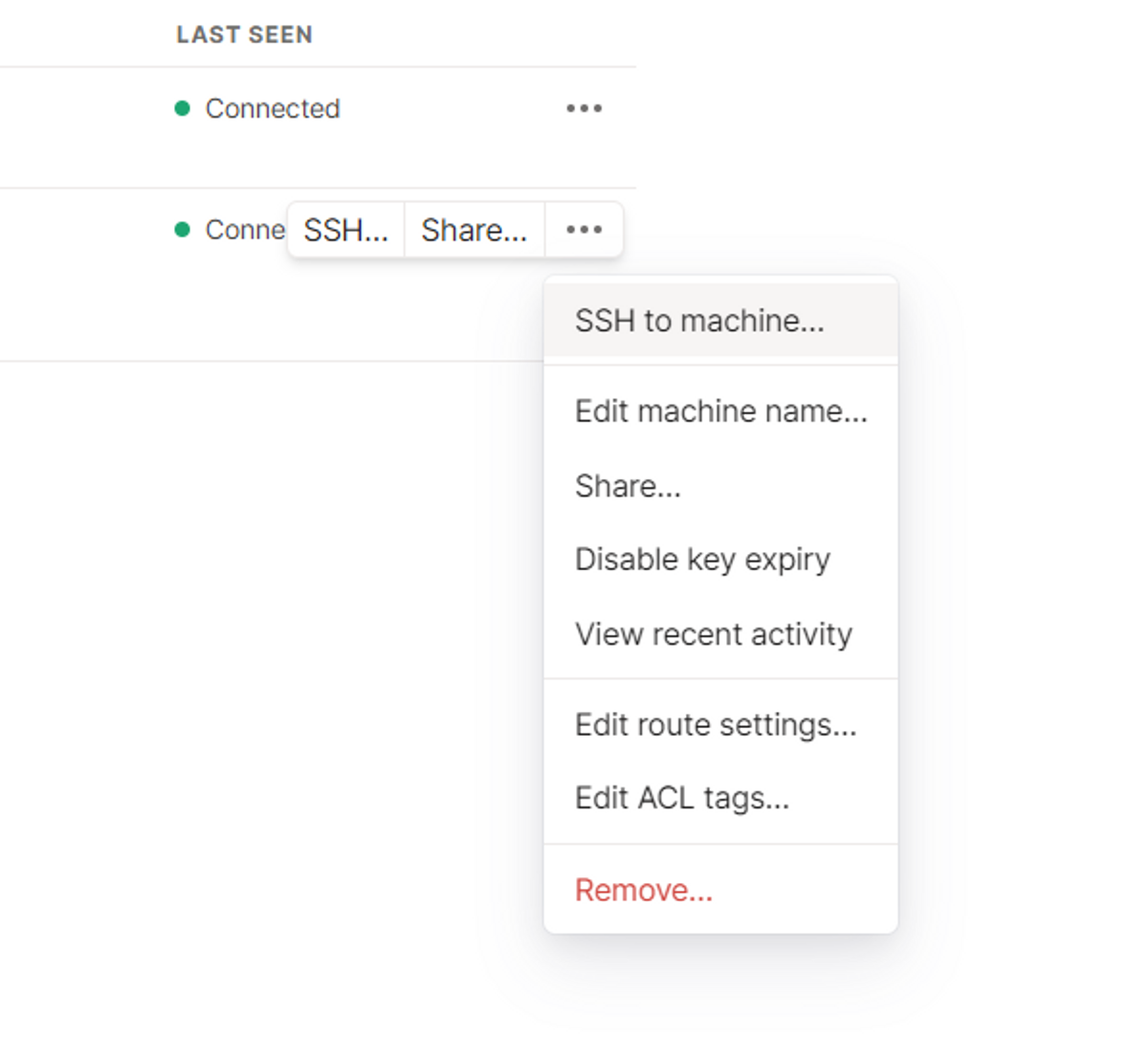 Tailscale console SSH to machine