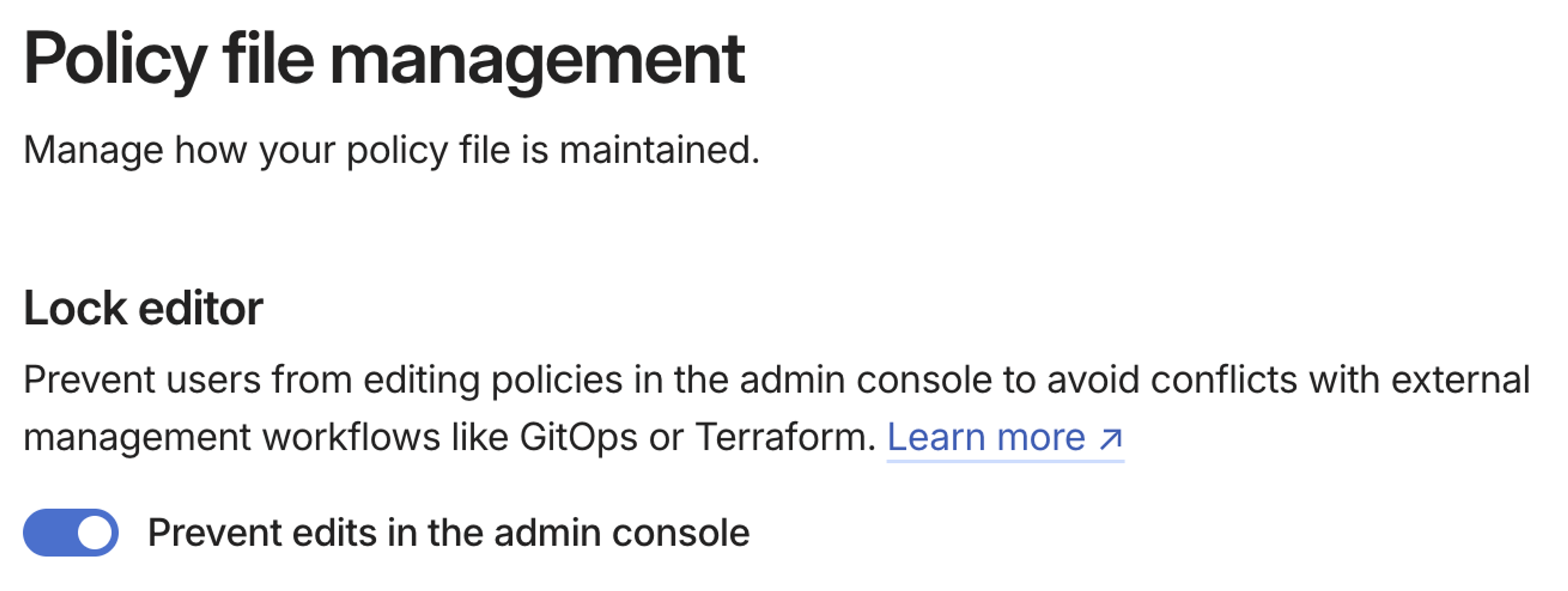 Policy file lock editor toggle