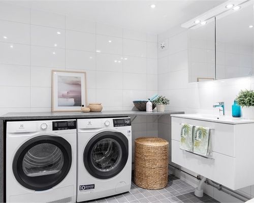 Tvättstuga med Electrolux-tvättmaskiner