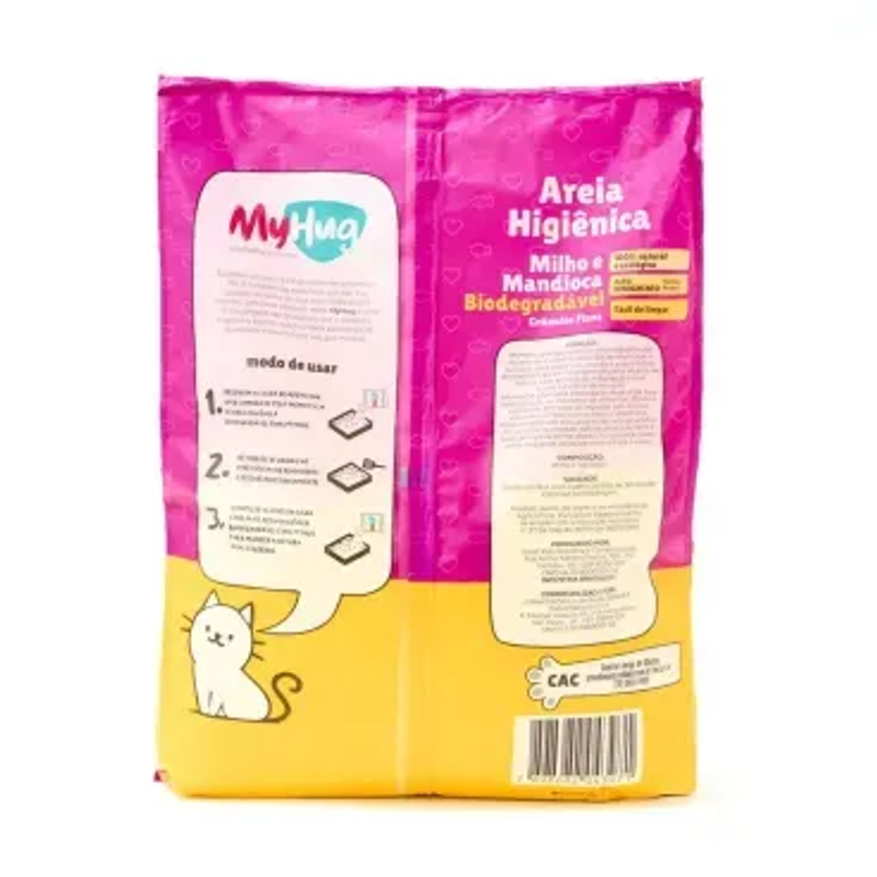 Areia Higiênica MyHug Biodegradável Milho e Mandioca Grânulos Finos 4 kg - Imagem 2