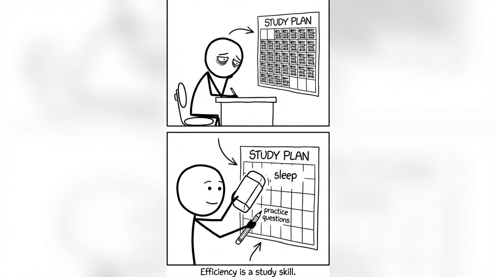 A student edits a calendar to include sleep and practice questions