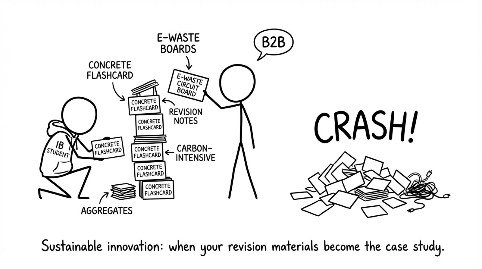 An IB student builds a skyscraper from flashcards