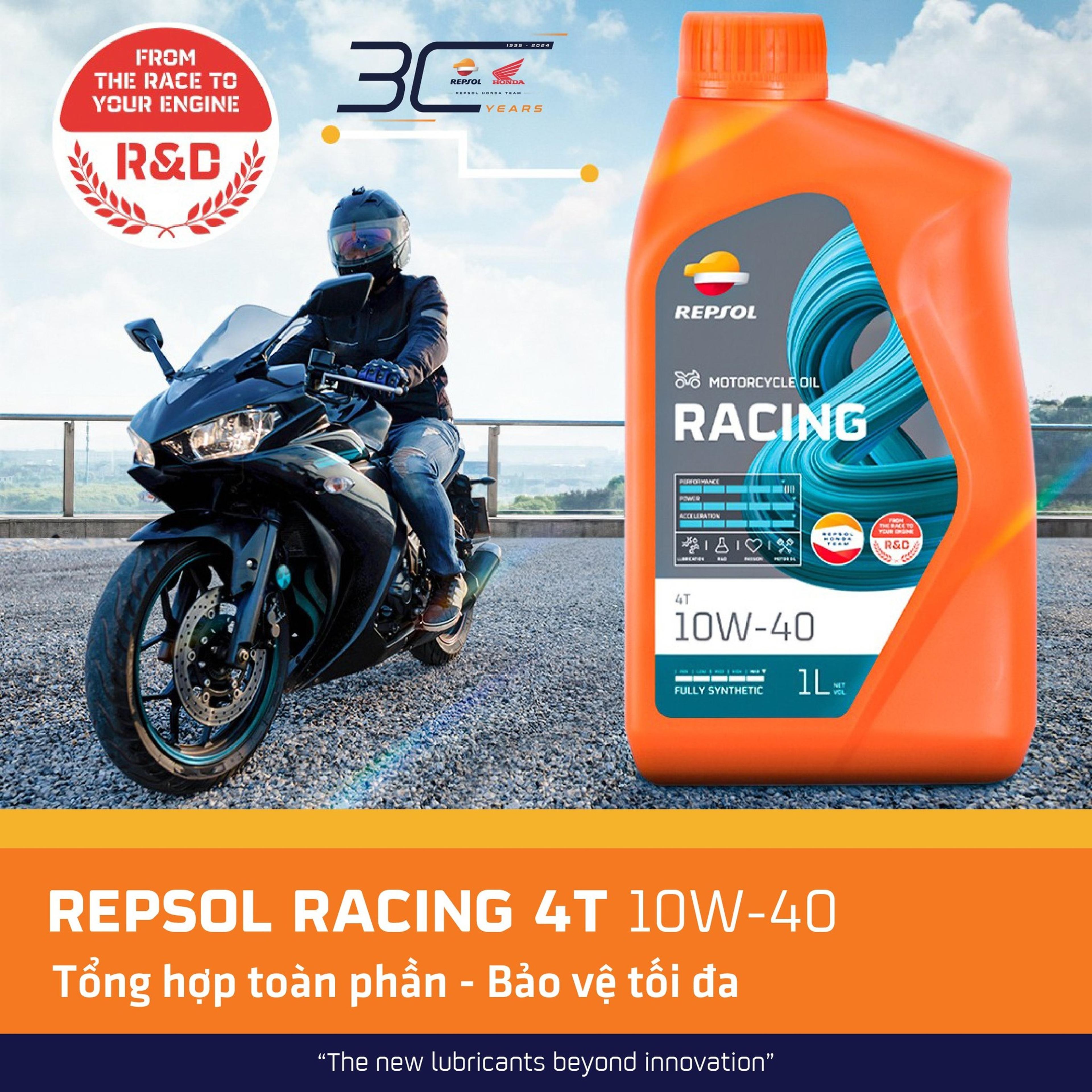 Đánh giá thực tế: Repsol Moto Racing 4T 10W-40 có thực sự bảo vệ xe côn tay 150cc tốt hơn nhớt thường không?
