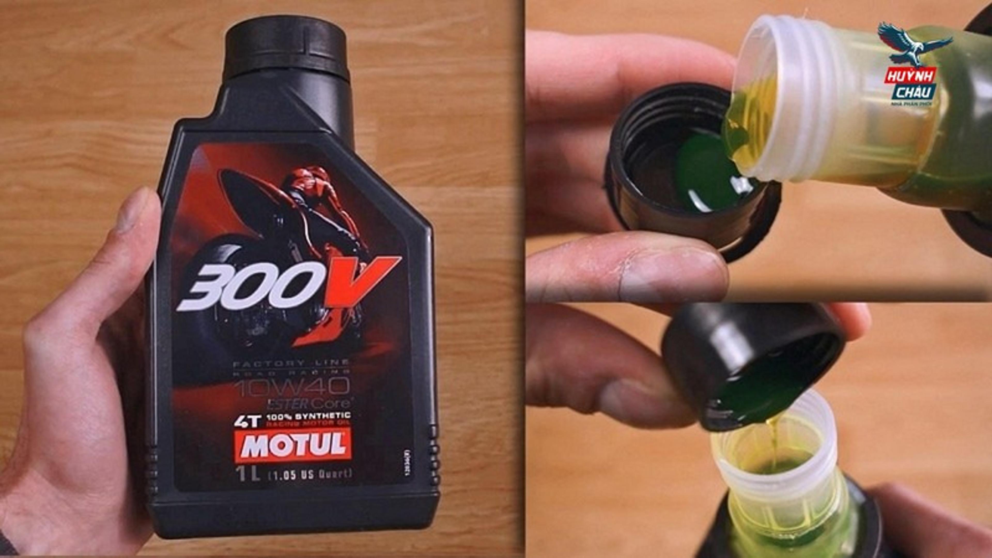 Dầu nhớt Motul 300V có thiết kế nắp dầu dạng vòi riêng biệt