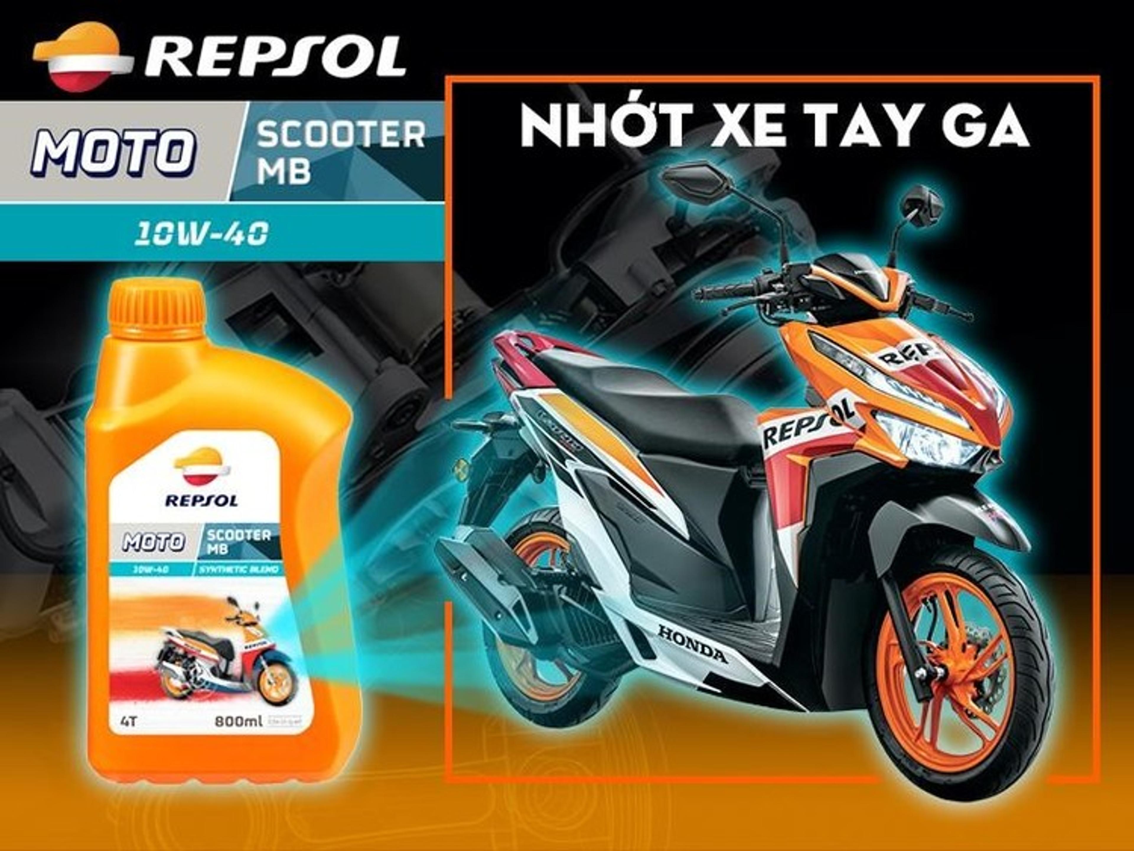 Nhớt Repsol cho tay ga Moto Scooter MB 4T 10w40 có khả năng bôi trơn, tản nhiệt tốt
