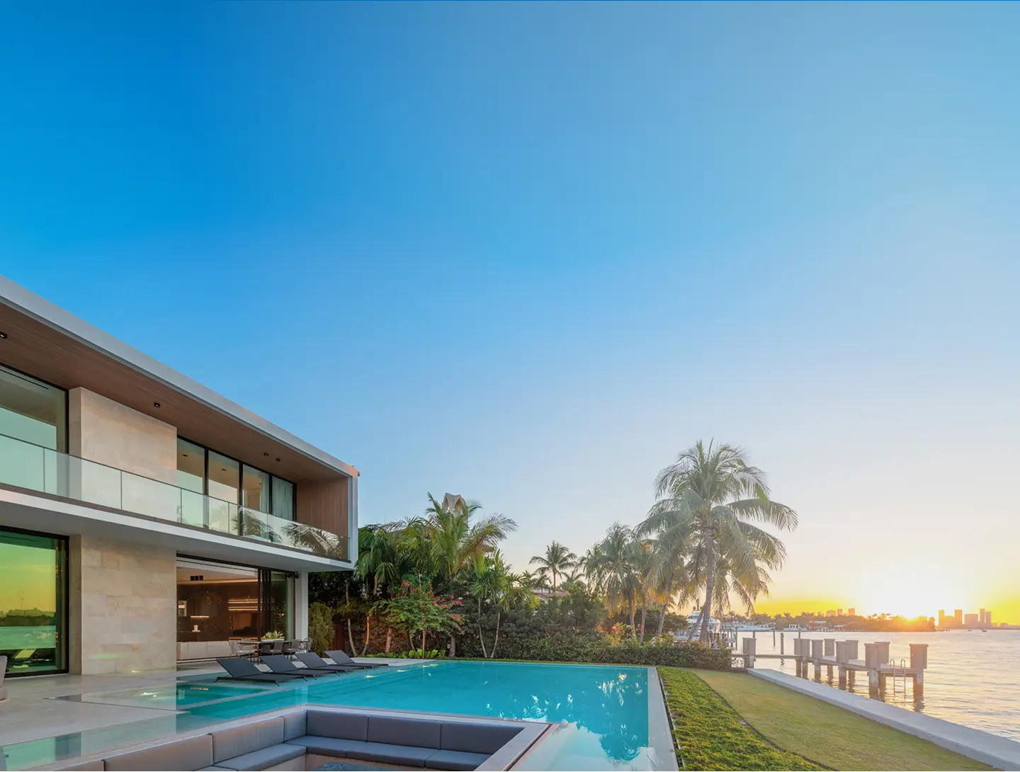 Luxury waterfront Miami home with pool