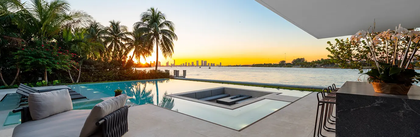 Oceanfront view of Miami from luxury hom