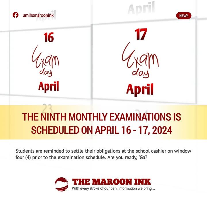 NEWS | The 9th monthly examination or the semi-final examination for sch...