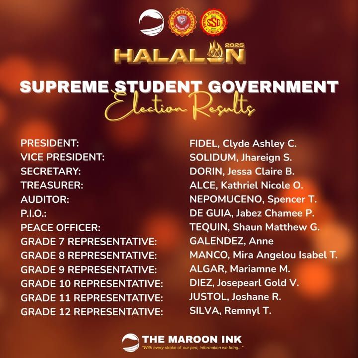 HALALAN 2025 I Here is the result for the 2025 SSG Elections.