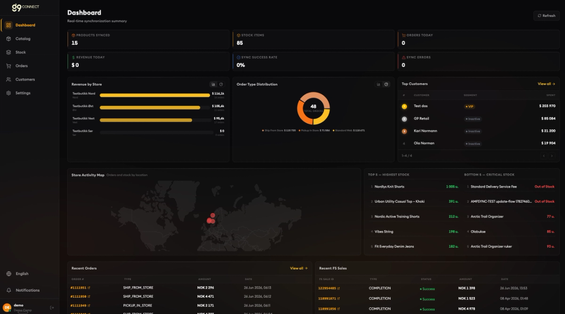 G9 Connect dashboard