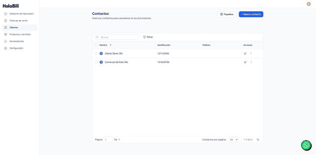 Captura del paso 1: Entra a tus clientes en HolaBill