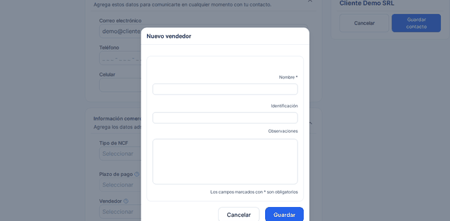 Captura del paso 5: Crea el vendedor si hace falta en HolaBill