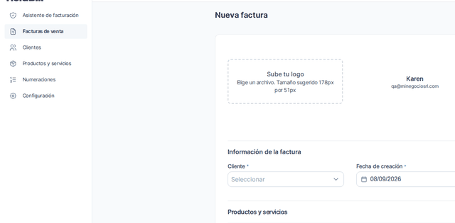 Captura del paso 4: Selecciona el cliente al facturar en HolaBill
