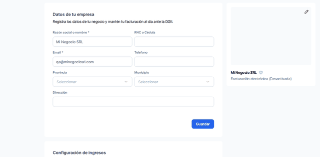 Captura del paso 5: Agrega teléfono y dirección en HolaBill