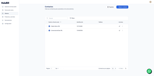 Captura del paso 2: Abre el cliente que quieras configurar en HolaBill