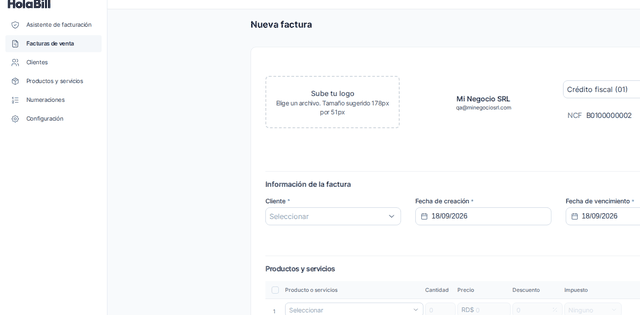 Captura del paso 2: Verifica el RNC del cliente en HolaBill