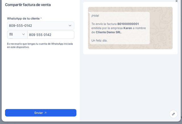 Captura del paso 3: Confirma el envío en HolaBill