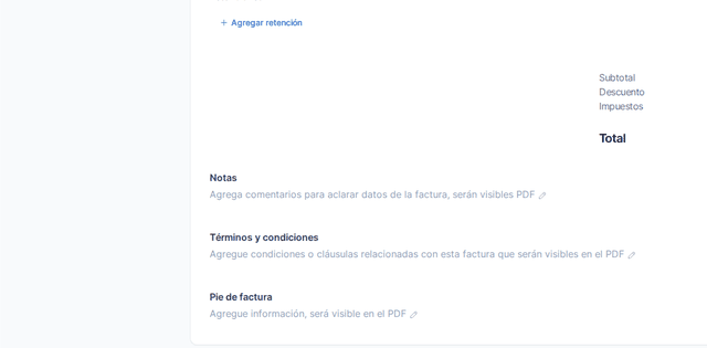 Captura del paso 3: Define tus términos y condiciones en HolaBill