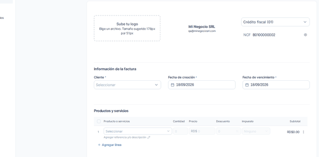 Captura del paso 4: Selecciona el cliente y los productos en HolaBill