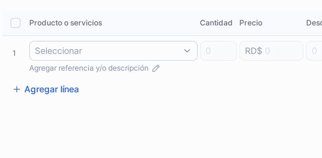 Captura del paso 2: Agrega los productos o servicios en HolaBill