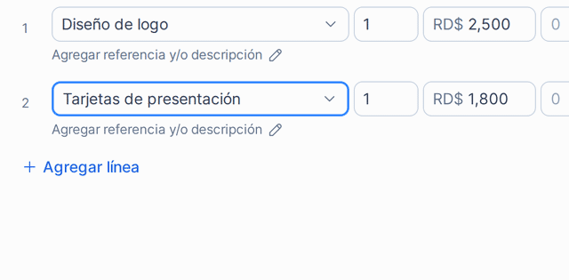 Captura del paso 4: Aplica un descuento global a varios ítems en HolaBill