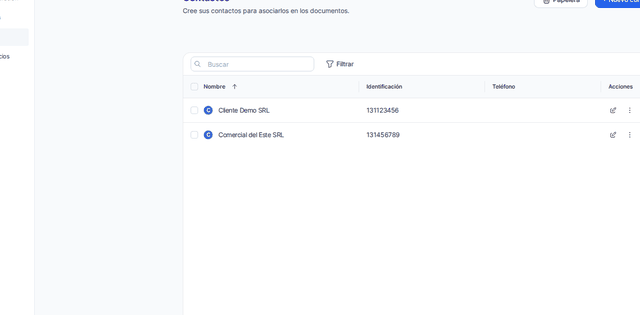 Captura del paso 2: Pulsa Crear contacto en HolaBill