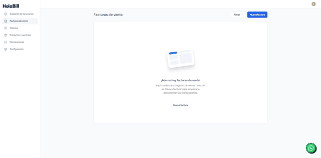 Captura del paso 1: Haz clic en Nueva factura en HolaBill