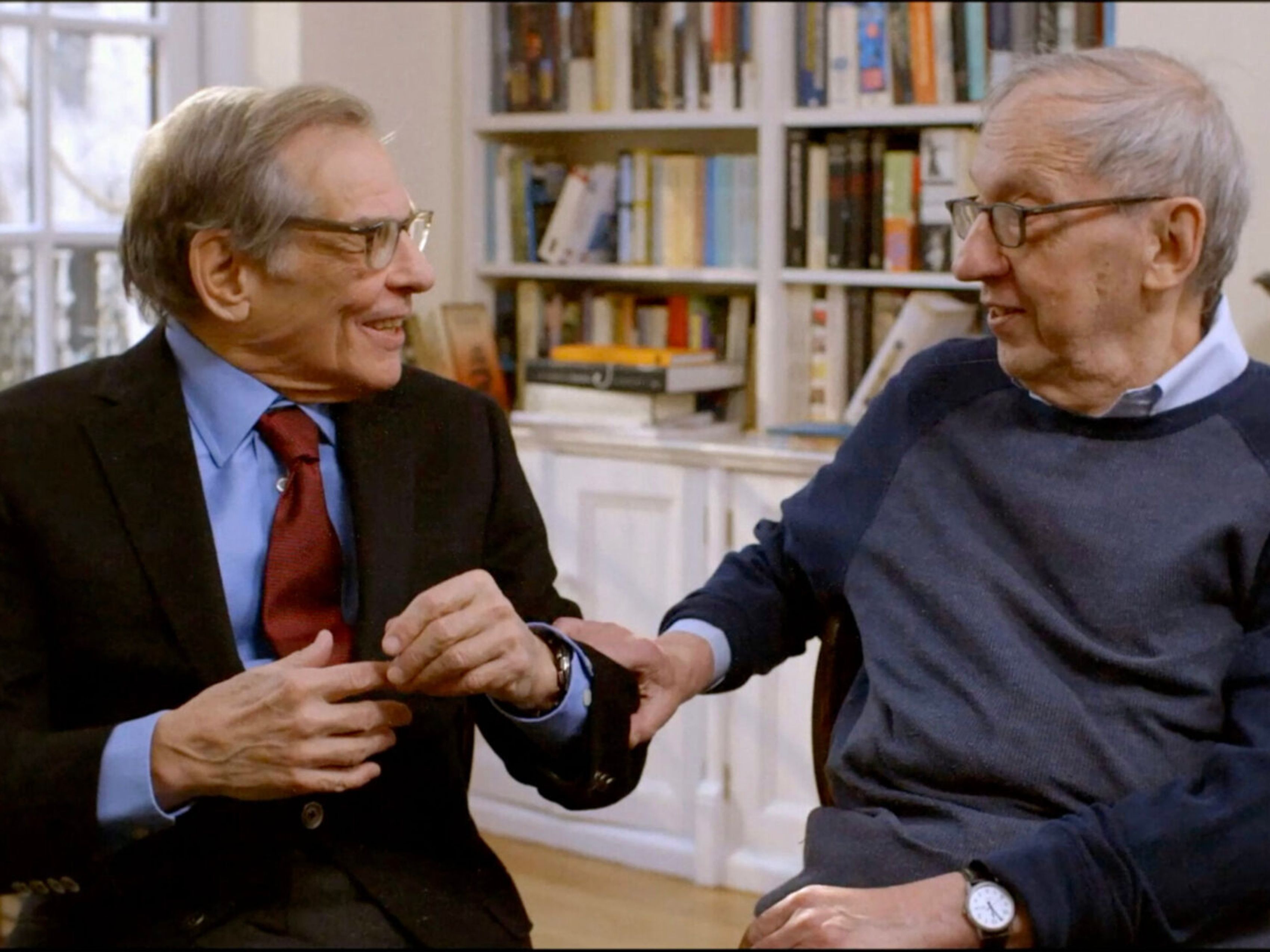 two men talking