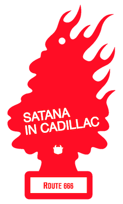 Satana in Cadillac Car Freshener Sticker
