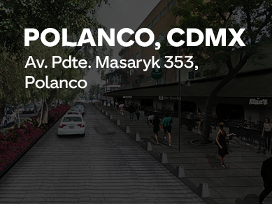 Vista de calle en Av. Pdte. Masaryk 353 en Polanco, CDMX con autos y peatones