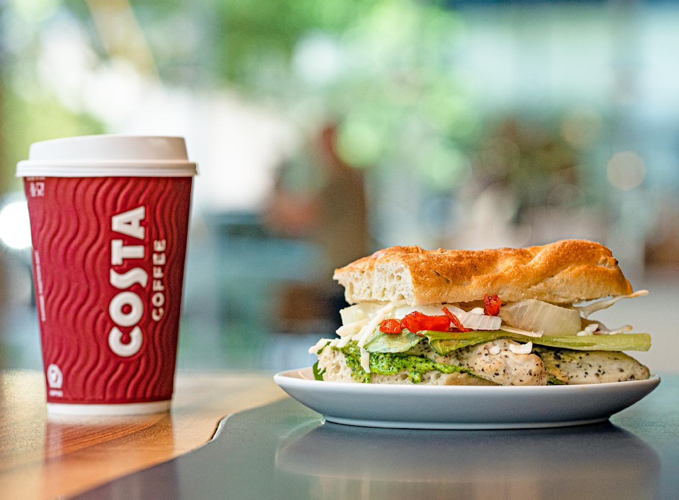 To Go Coffe and a sandwich