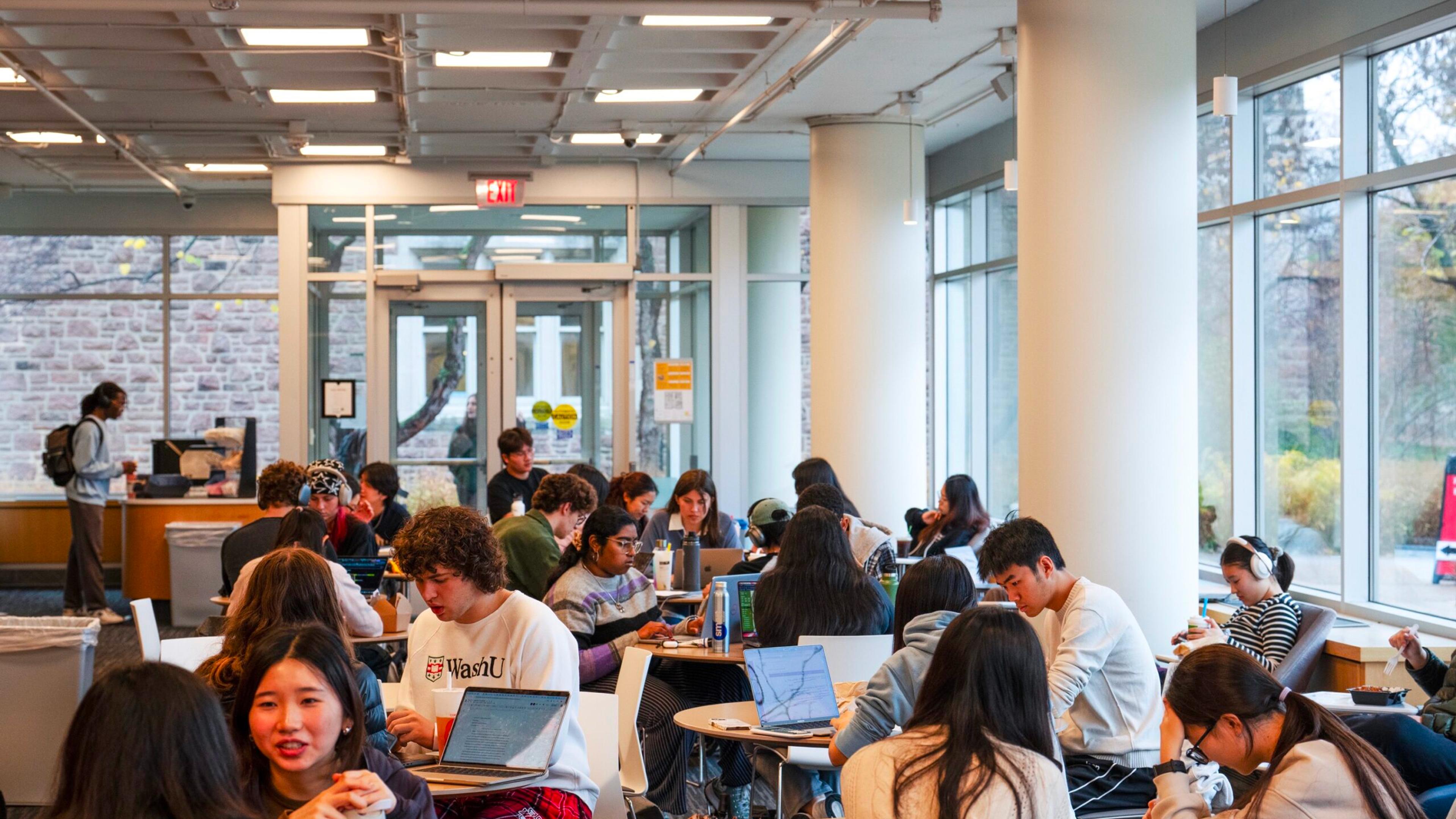 Students in a library
