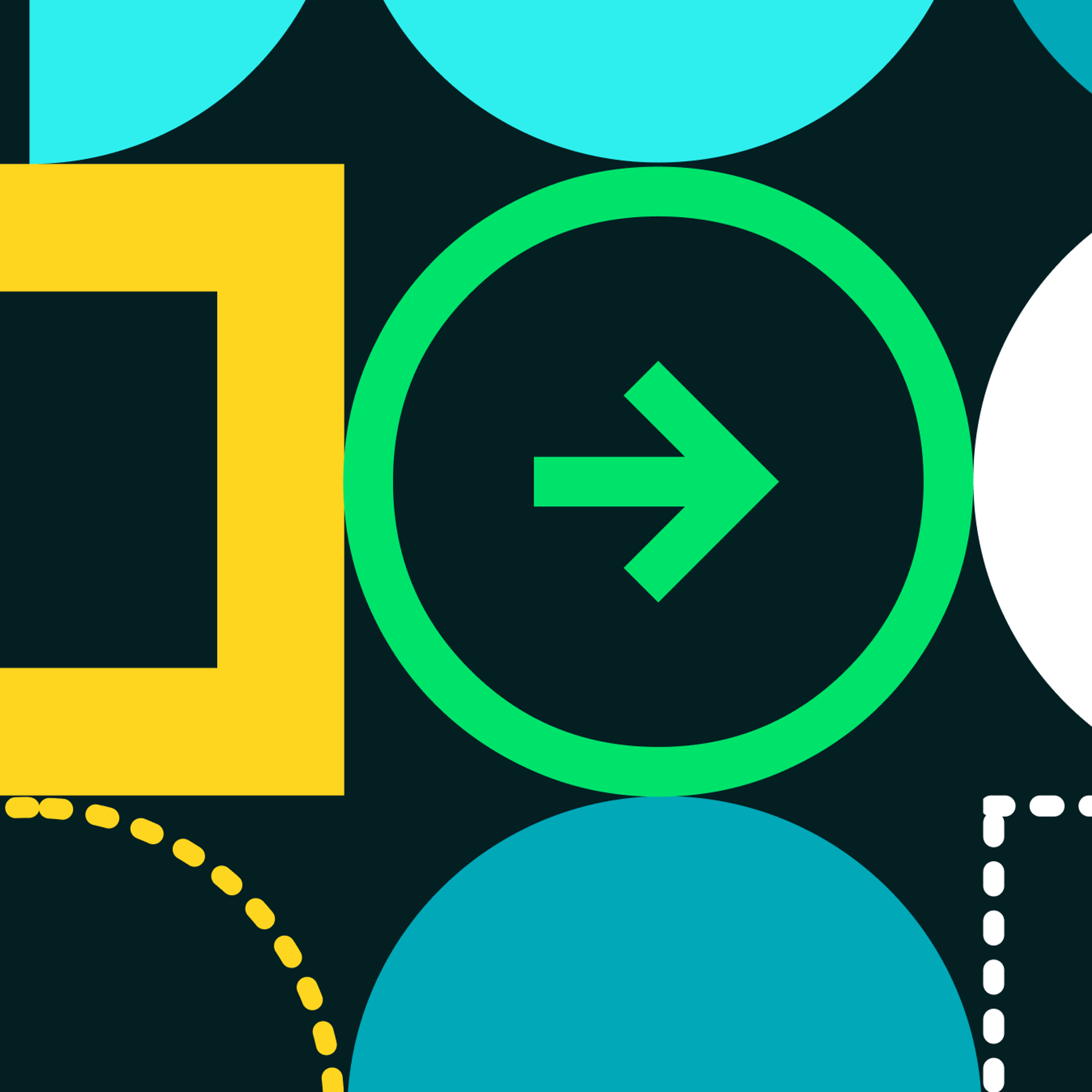 Colorful icons on a dark green background