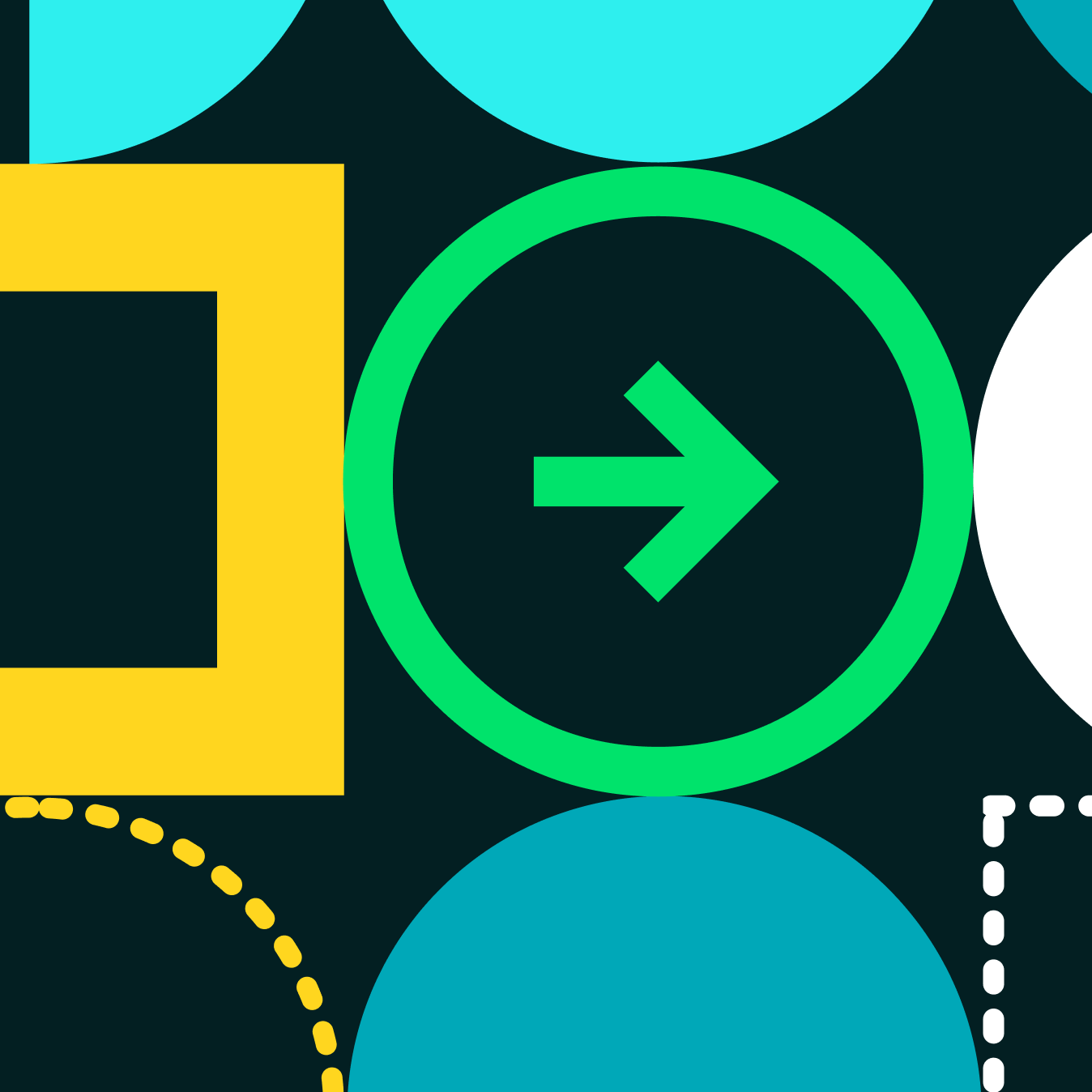 Colorful icons on a dark green background