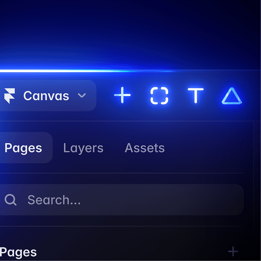 A close-up of Framer's canvas toolbar and pages panel
