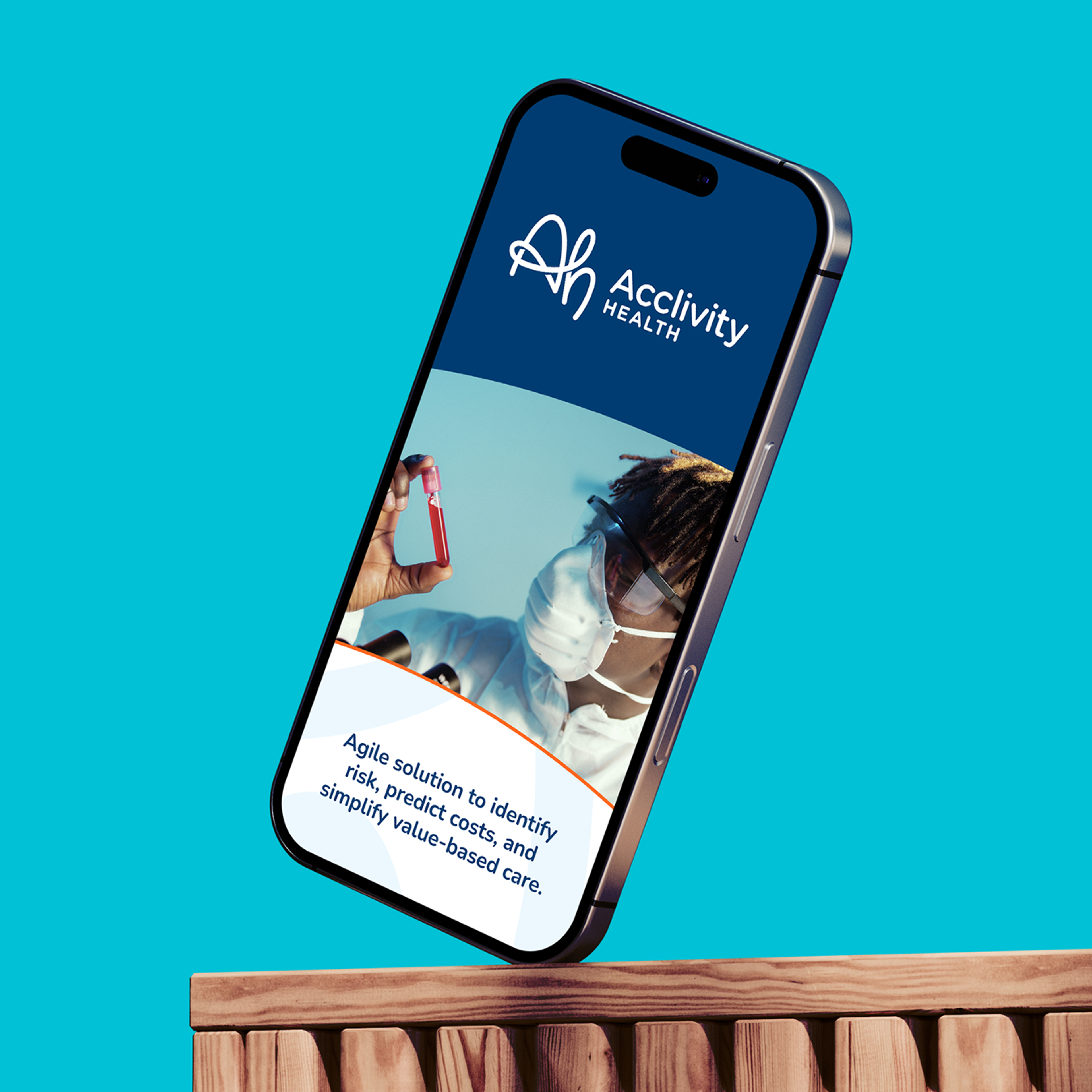 Acclivity Health site design shown on a mobile phone