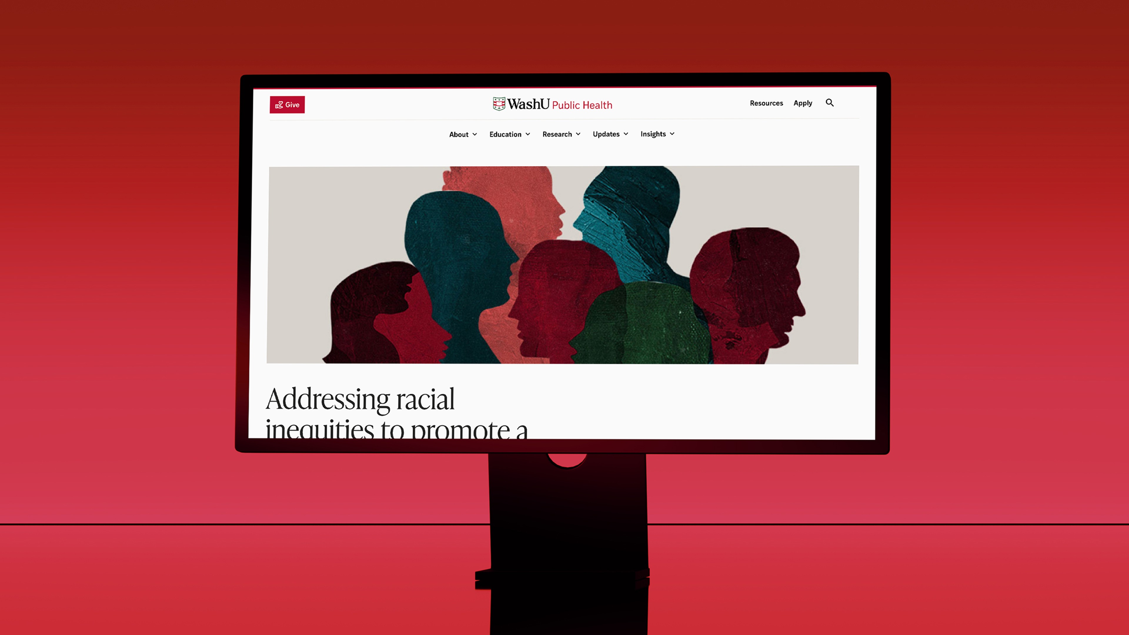 iMac screen showing the WashU website