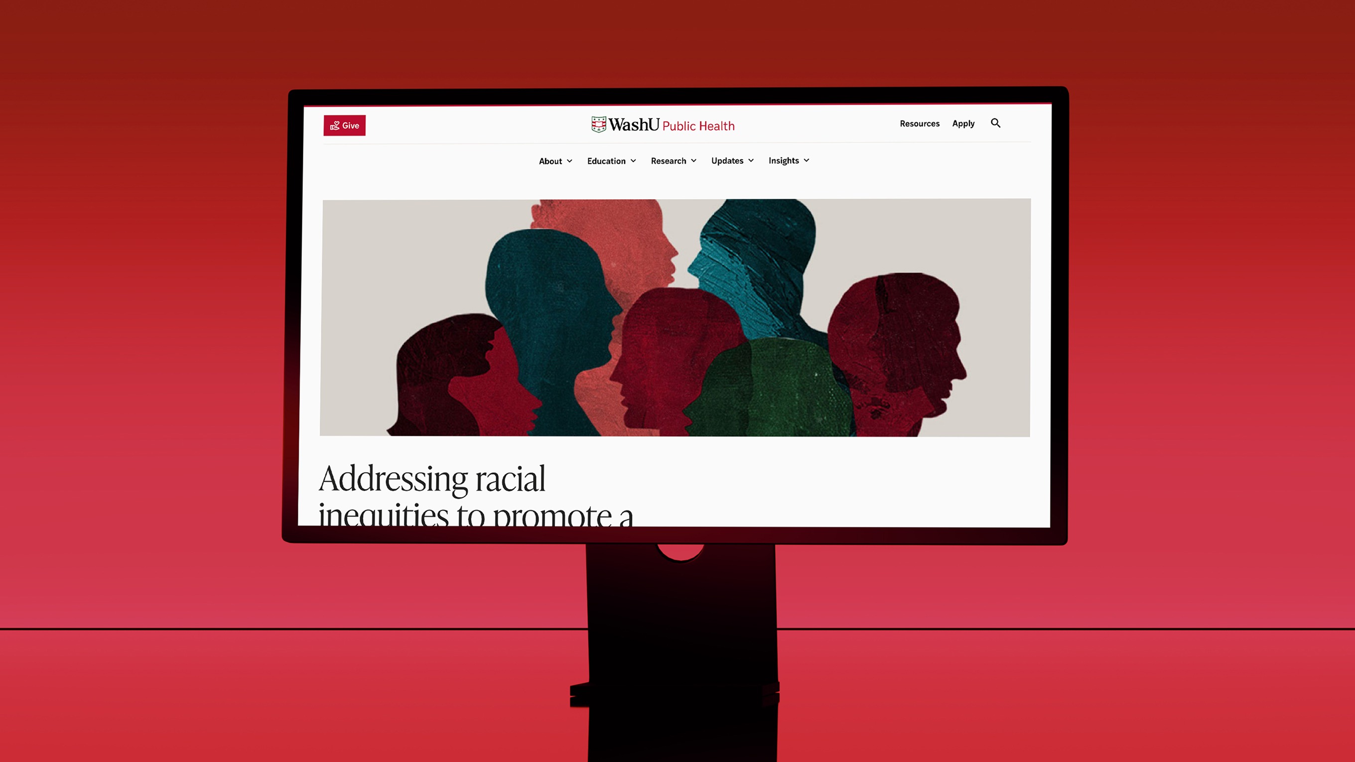 iMac screen showing the WashU website