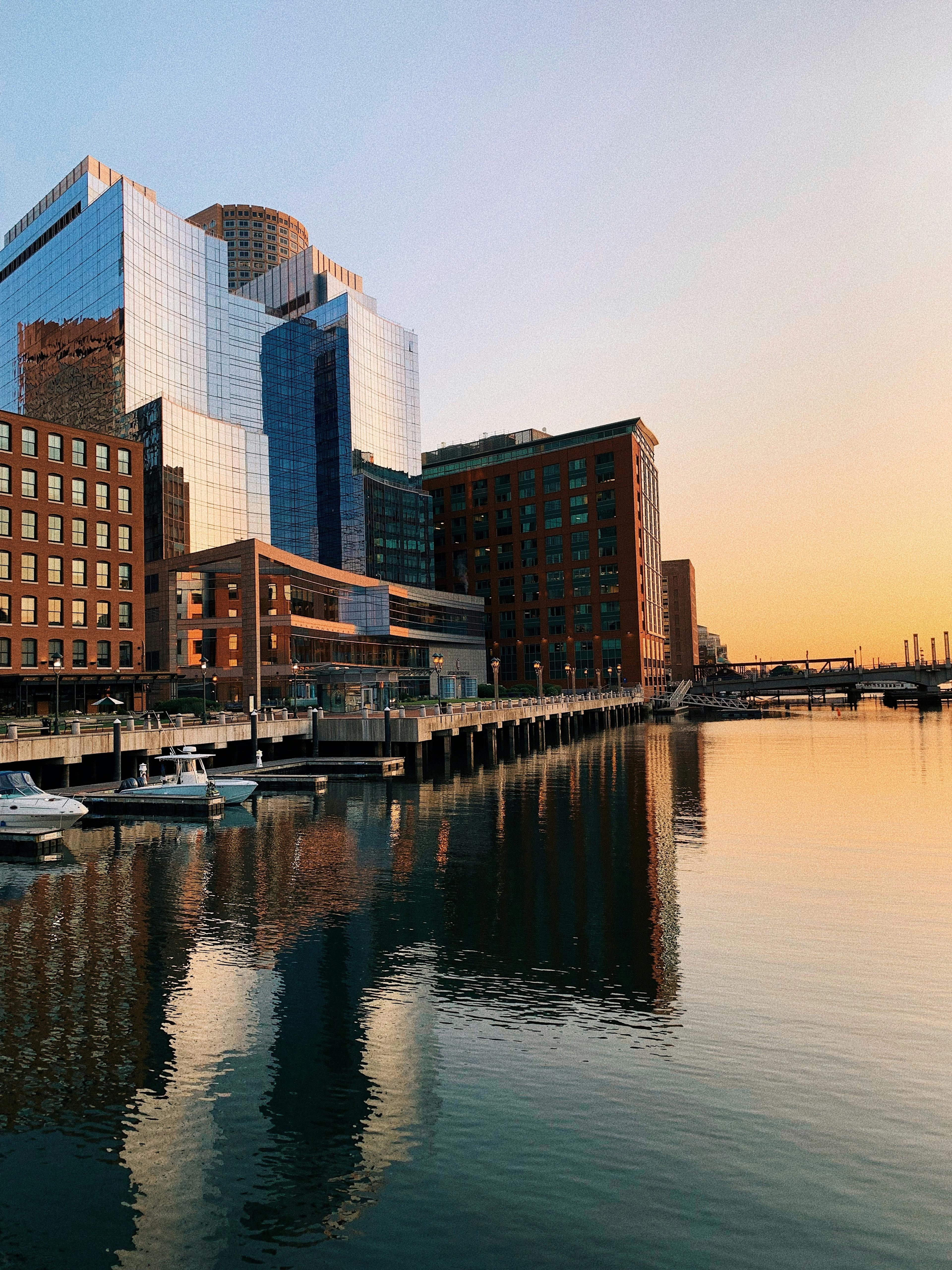 View of Boston cityscape from the water