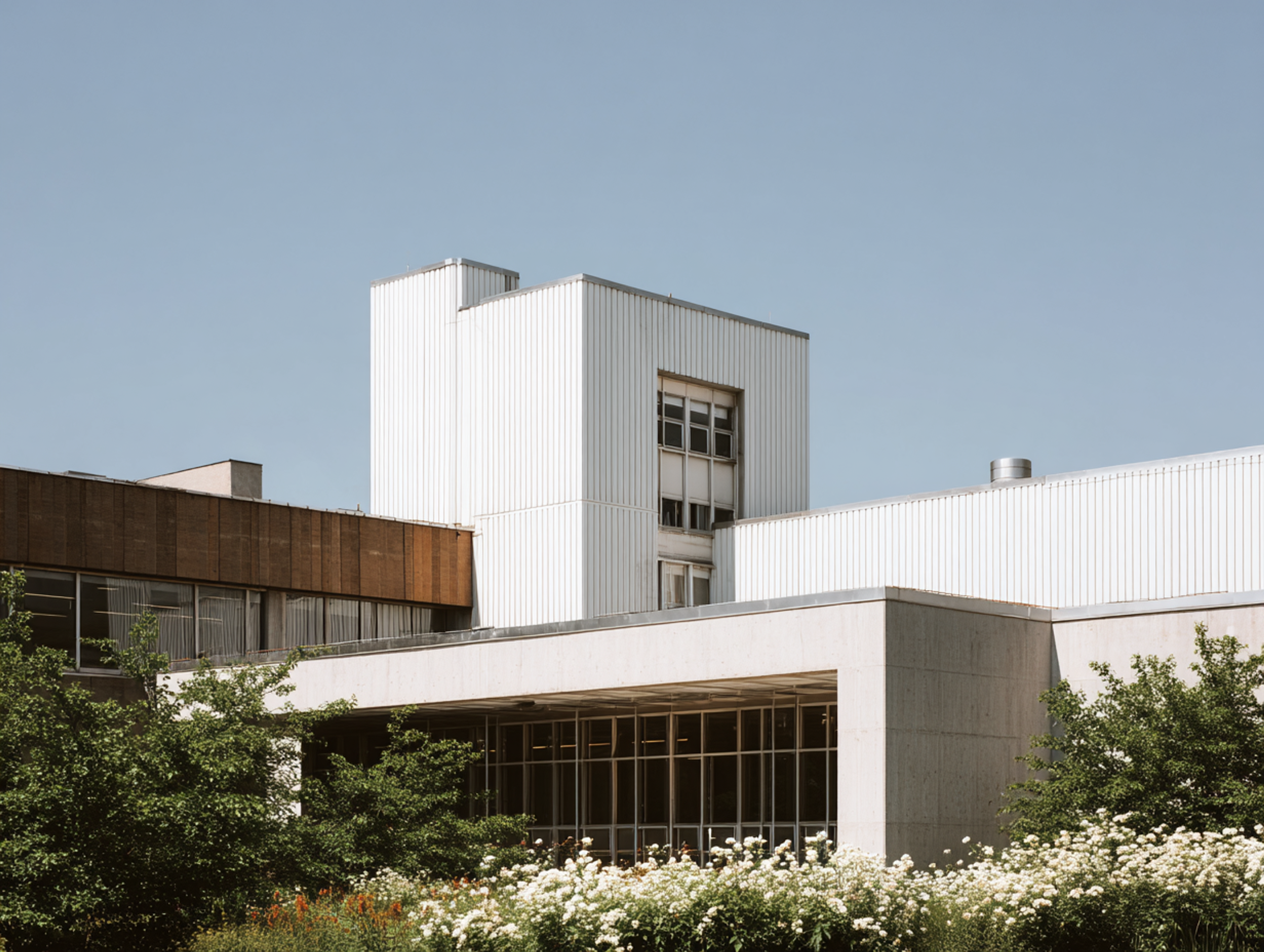 Exterior photo of a building in full sunlight