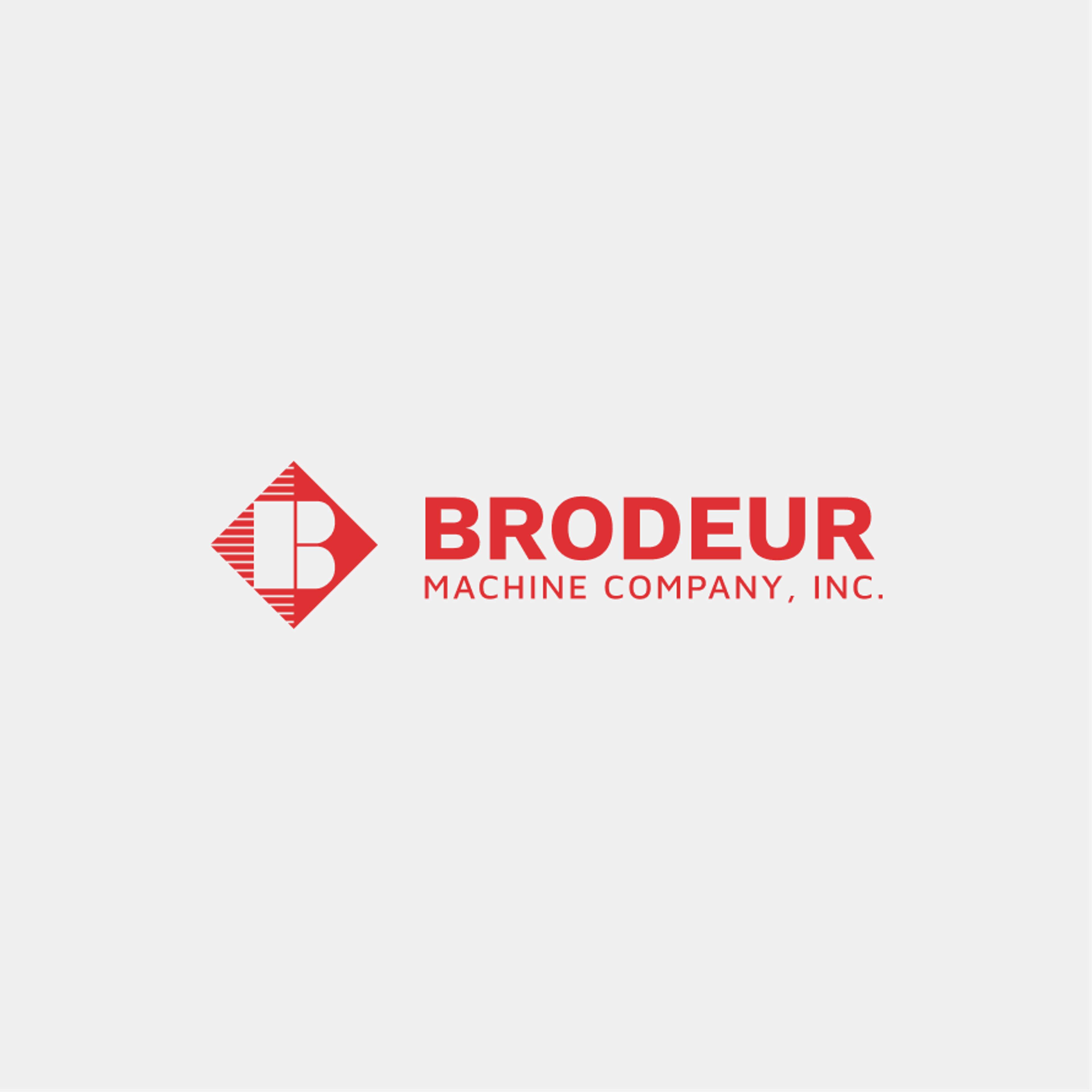 The Brodeur Machine Company logo in red