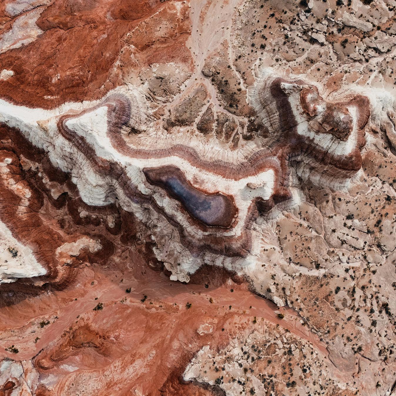Top-down view of a desert landscape