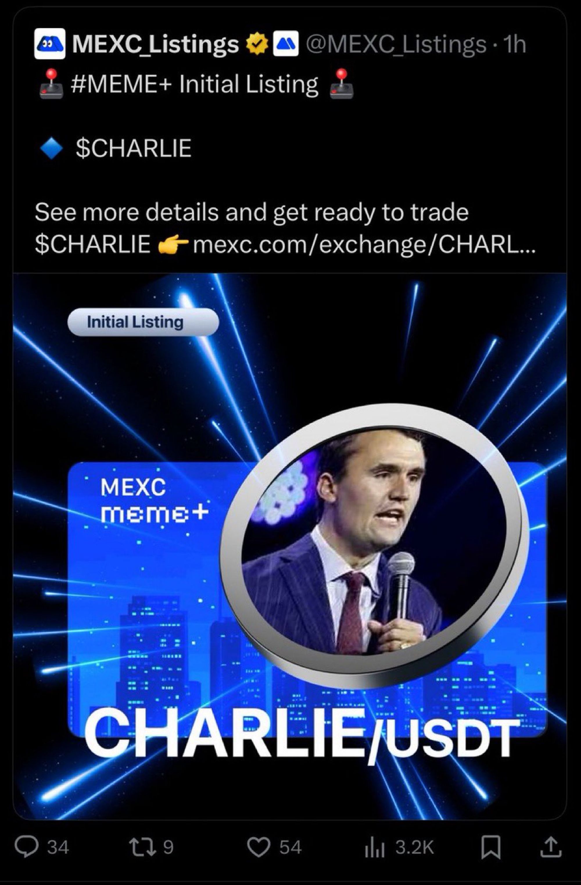 Mexc annonce le listing du token Charlie.